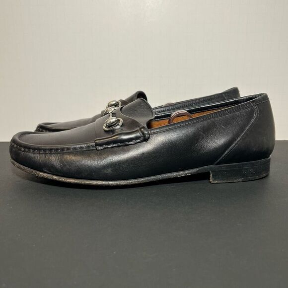 Mens ALLEN EDMONDS Verona II Black Leather Horse Bit Loafers / Size 10 Wide - Picture 3 of 8